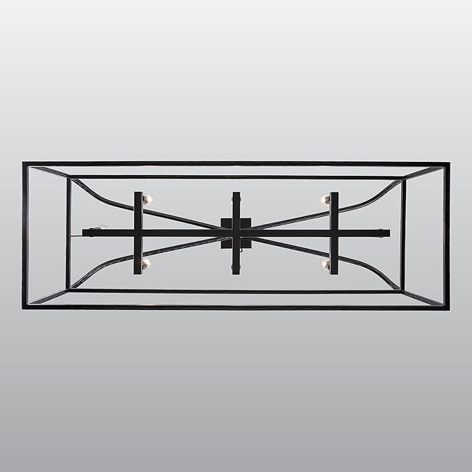 Asher Hamilton AHP-210BK Montclair 40 Inch Pendant Light | Adjustable 18.9 to 57.6 Inch Height | E12 Candelabra Base | Dry Rated for Indoor Use Only | Black Finish (Black, 8-Light Chandelier)
