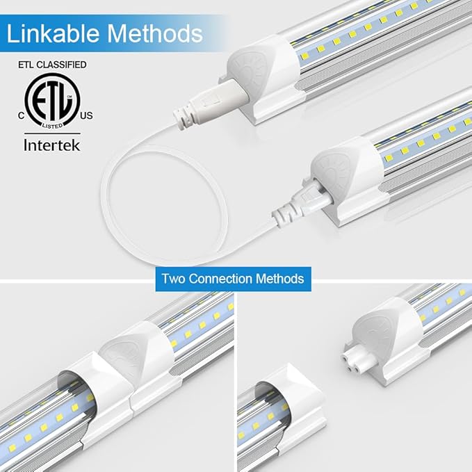 SHOPLED LED Shop Lights 3FT, 30W 4000LM 5000K Daylight White, V Shape Linkable T8 Ceiling Light Fixtures, 3 Foot LED Tube Light for Workshop, Workbench, ETL Listed, 2 Pack