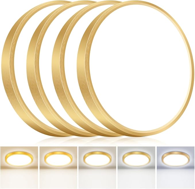 hepside 4PACK Flush Mount LED Ceiling Light Fixture 5CCT 7Inch 15W & 100W Equivalent Closet Light Fixture,Small Round Slim Surface Ceiling Lamp for Hallway,Bathroom,Bedroom,Kitchen,Interior