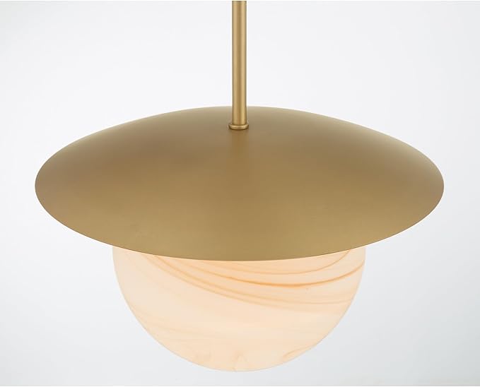 Minka-Lavery 10385-732 Olenne 14" 1-Light Pendant - Legacy Brass with Etched Amber Swirl Glass