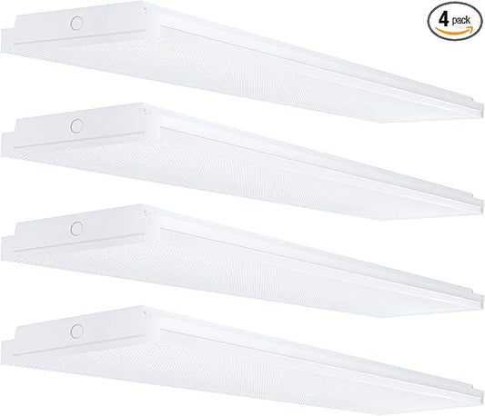 ANTLUX 72W LED Office Lights Ceiling 4FT LED Wraparound Light, 8600 Lumens, 4000K Neutral White, 4 Foot Flush Mount Wrap Shop Light Fixtures for Garage Workshop, Fluorescent Light Replacement, 4 Pack