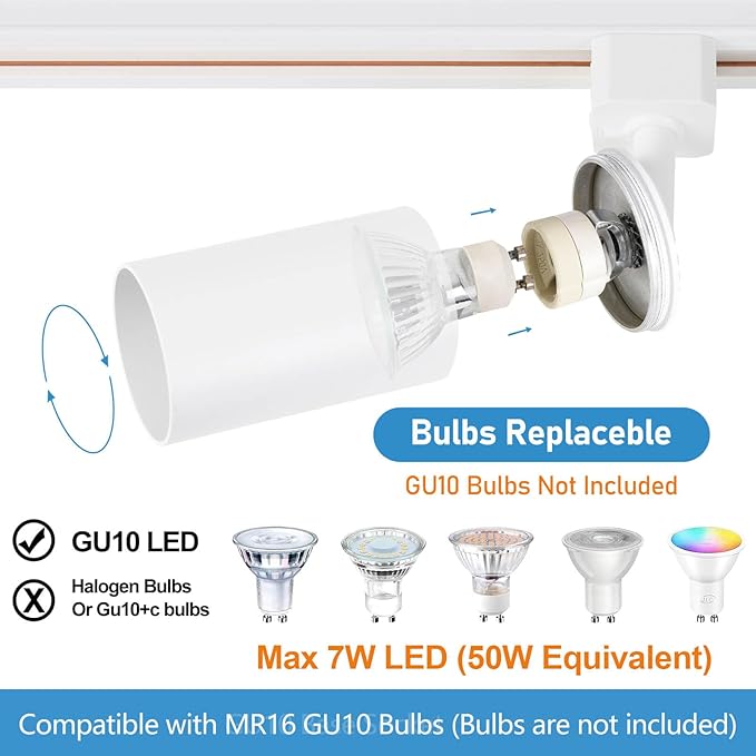 4-Light LED Track Lighting Kit with 3.3FT H Track Lighting Rails & Floating Canopy Connector, GU10 Track Light Kit, Modern Kitchen Track Lighting Fixtures Ceiling Spot Light, White (No Bulbs)