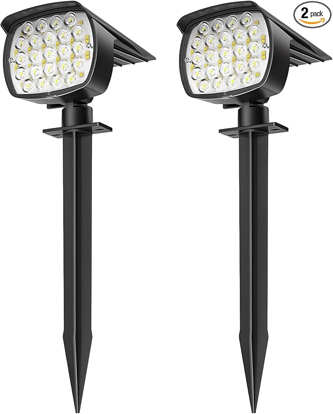 Solar Spot Lights Outdoor, 2 Pack 58 LED Solar Landscape Spotlights, Auto On/Off 3 Lighting Modes, 2-in-1 IP65 Waterproof Solar Landscape Lights for Yard Garden Pathway Tree