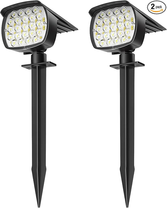 Solar Spot Lights Outdoor, 2 Pack 58 LED Solar Landscape Spotlights, Auto On/Off 3 Lighting Modes, 2-in-1 IP65 Waterproof Solar Landscape Lights for Yard Garden Pathway Tree