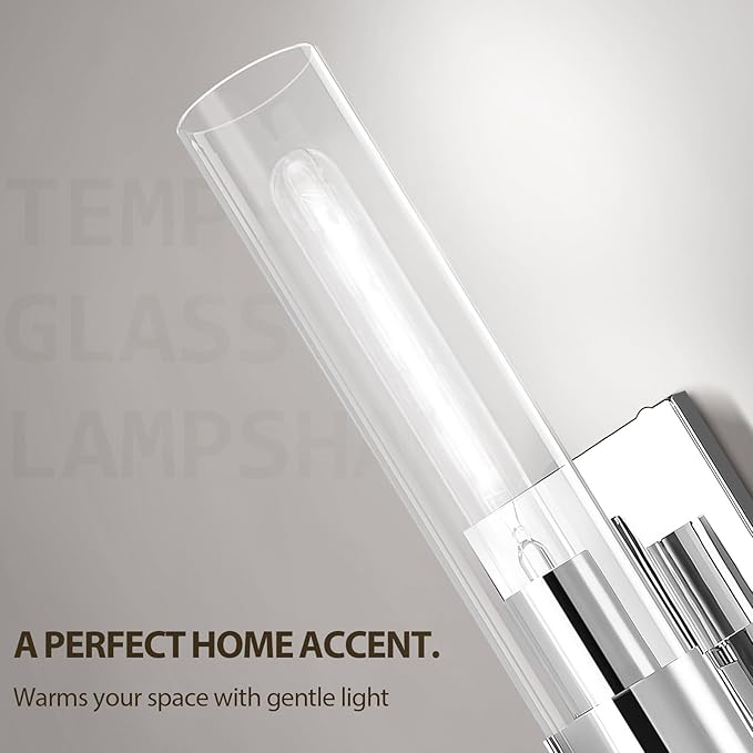 Nickle Wall Sconce Wall Sconces Set of Two, 22.8" Vanity Lights for Bathroom, Silver Sconces Wall Lighting 2-Light, Modern Wall Lights for Bedroom Living Room Bathroom Hallway