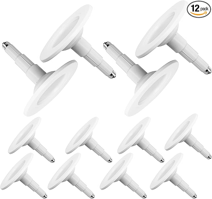 Jolux 5/6 Inch LED Can Lights Adjustable Recessed Retrofit Downlight,12W=60W,2700K Soft White,800LM,Dimmable,ETL Damp Rated Conversion kit, Easy Screw-in Install,Flat Trim,12-Pack…