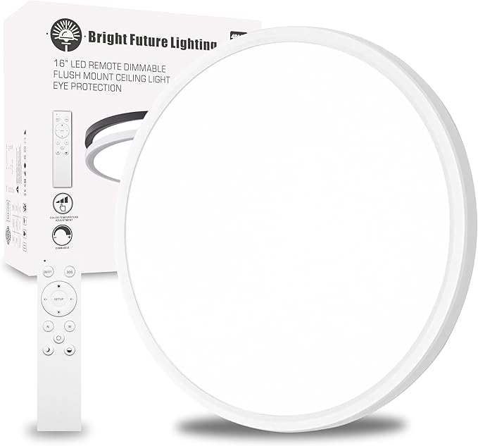1Pack 20 Inch Remote Control Dimmable Large LED Flush Mount Ceiling Light Panel,40W 4350LM,2700K-6000K Adjustable Color,Ultra Thin Round White Ceiling Light Fixture for Hallway Kitchen Home Office