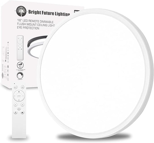 1Pack 20 Inch Remote Control Dimmable Large LED Flush Mount Ceiling Light Panel,40W 4350LM,2700K-6000K Adjustable Color,Ultra Thin Round White Ceiling Light Fixture for Hallway Kitchen Home Office