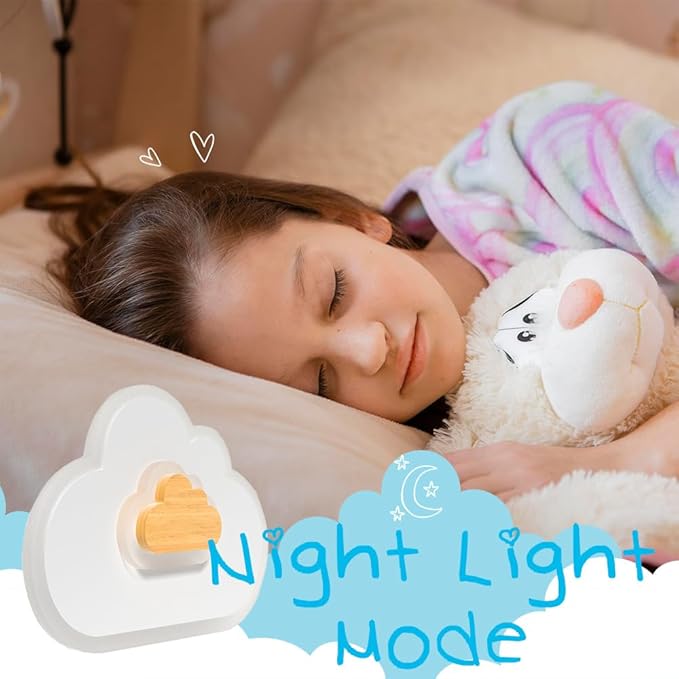 LED Ceiling Light 26W Wood Cloud Cartoon Kids Ceiling Light 19.68in Kids Room Light fixtures Ceiling Mount 3000-6500K with nightlight Ceiling Lamps for bedrooms Girl Boy Nursery Toys Room