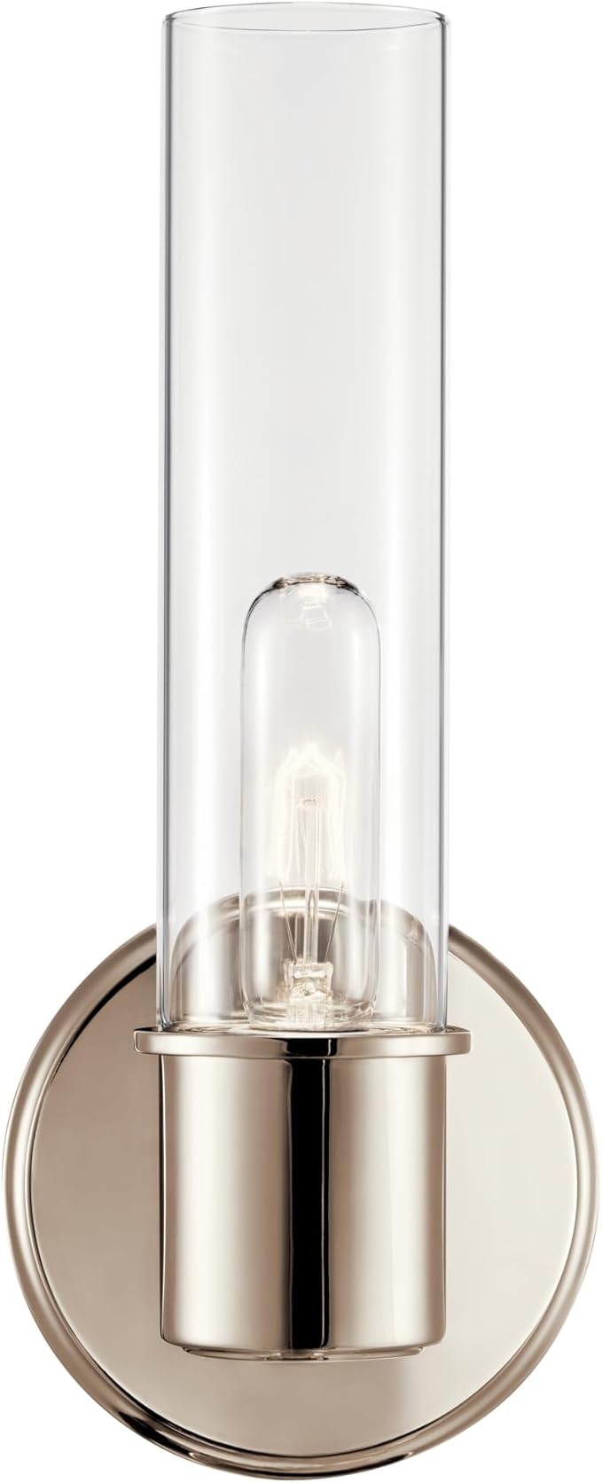 Kichler Aviv 1-Light Wall Sconce, Modern Light with Clear Glass in Polished Nickel, for Bedroom, Laundry Room, Kitchen or Hallway (13" x 5.5"), 52653PN