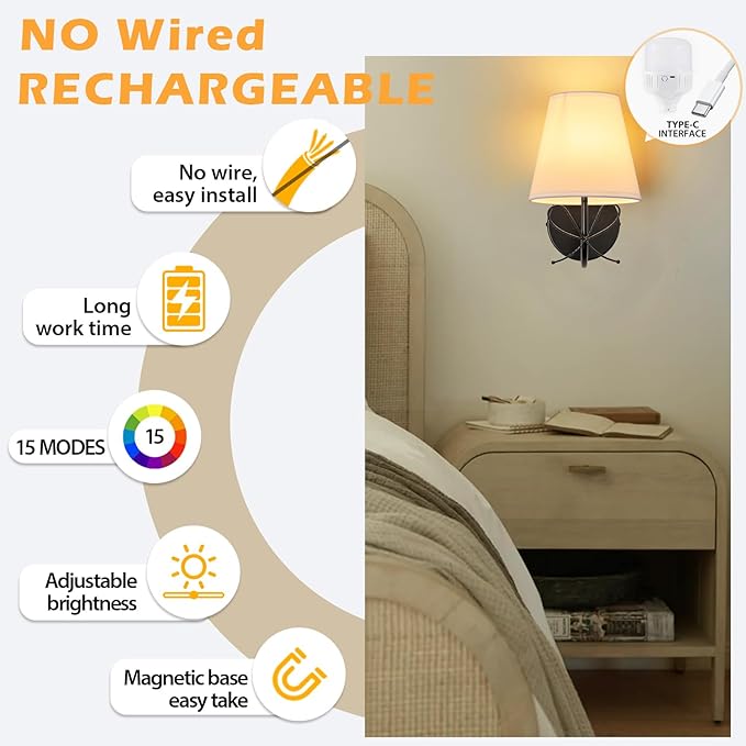 PASSICA DECOR Bow Lamp Battery Operated Wall Sconces Set of 2, Rechargeable Dimmable LED Lights with 15 Colors, Timer, Remote Control, Bow Sconce for Girls Rooms, Bedroom Living Room