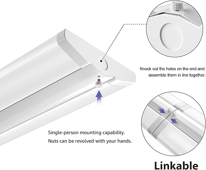 AntLux 4FT LED Wraparound Light Fixture 50W Ultra Slim LED Shop Lights for Garage, No Glare, 5500 Lumens, 4000K Neutral White, 4 Foot Flush Mount Office Ceiling Wrap Light for Workshop Kitchen, 4 Pack