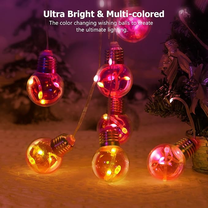 Wishing Ball Curtain Lights, 10ft x 3.3ft RGB LED Color Changing String Fairy Lights Curtain, Smart APP & IR Remote, 200+ Scene Modes for Bedroom Backdrop Indoor Outdoor Christmas Decorations