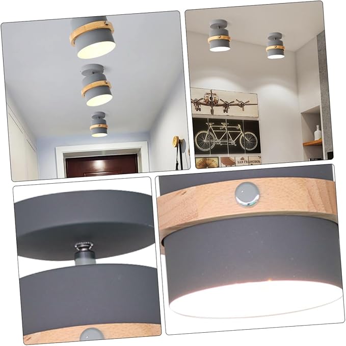 Ipetboom Minimalist LED Ceiling Lamp White Light Grey Finish Light Fixture for Hallway Dining Kitchen Living Areas