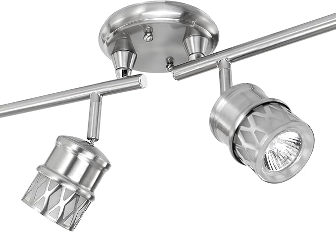 Globe Electric 59355 Kearney 6-Light Foldable Track Lighting, Brushed Nickel Finish, White Glass Shades