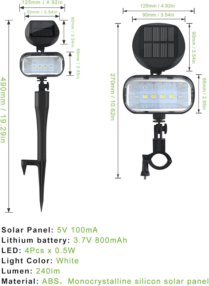 Flag Pole Light Solar Powered, Solar Flagpole Lights with 4 Ultra Bright Led, Adjustable Outdoor Flag Light, Ip65 Waterproof, Suitable for Outdoor 1 "-1.5" Diametre 6Ft Flagpoles