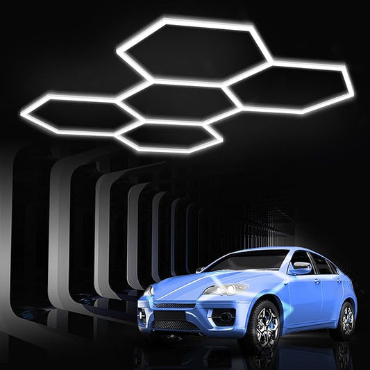 Hexagon Garage Lights: Hexagon led Gym Lights 26520LM DIY Car Detailing Ceiling LED Shop Light for Basement Warehouse Workshop Barbershop Car Care Wash Room Auto Beauty Exhibition Hall 5 Grids 6500K