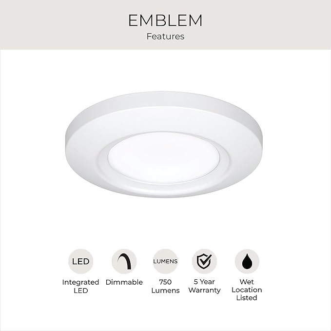 Progress Lighting 5-1/2" Emblem Collection Surface Mount LED, Aluminum in White
