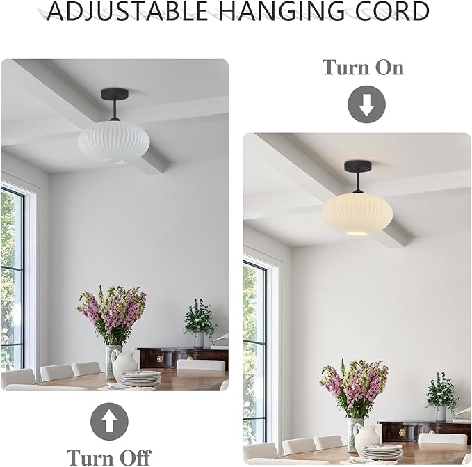 Large Milk Glass Ceiling Light Mid Century Modern Semi Flush Mount Ceiling Light Fixture Farmhouse Black Ceiling Lights for Closet Hallway Bathroom