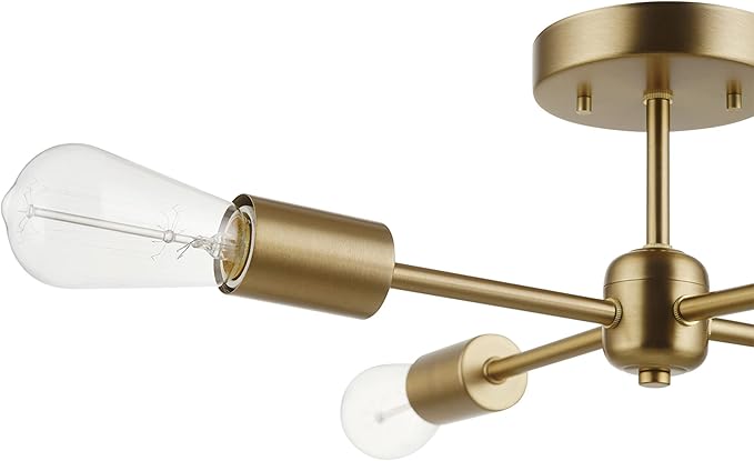 GLOBE Electric 61122 Vane 4-Light Flush Mount Ceiling Light, Matte Brass