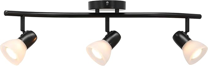 XiNBEi Lighting Track Lighting, 3 Light Modern Black Curved Kitchen Track Ceiling Light Fixtures XB-TR1223-3-MBK