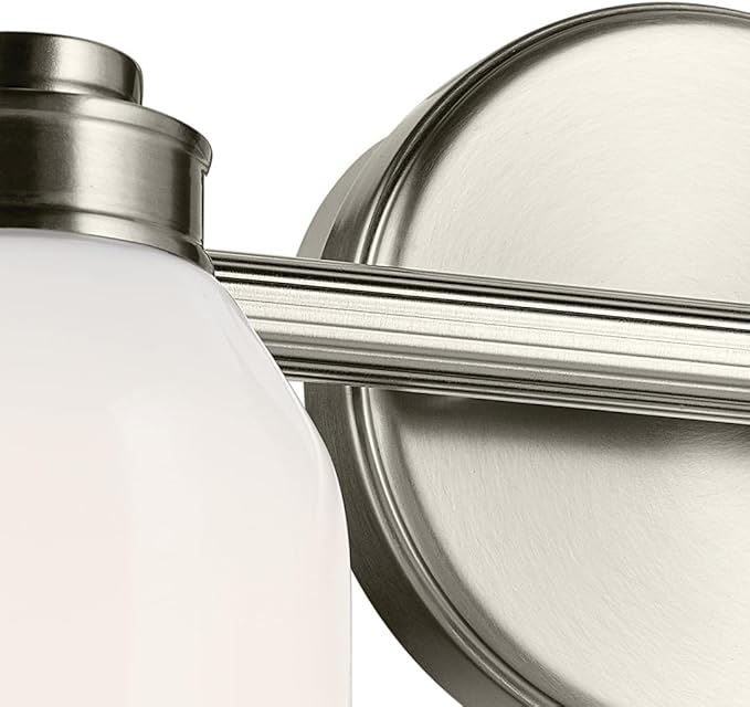 Kichler Shae 15" 2-Light Bathroom Vanity Light Fixture with White Opal Glass in Brushed Nickel for Modern Bathroom Vanity Lighting Over Mirror (15" W x 9" H), 55201NI