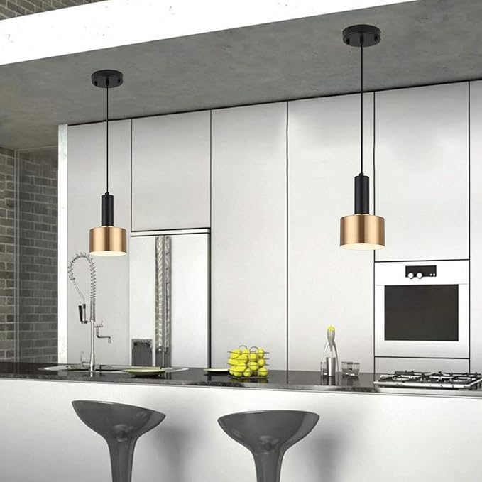 E26 Modern Black Gold Nordic Pendant Light Fixtures Hanging Lights for Kitchen Island Cafe Bar Dining Room Decor Lighting