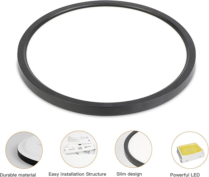 TALOYA Dimmable Flush Mount Ceiling Light,10Inch,20W,5 CCT,LED Ceiling Light Fixture for Bedroom,Kitchen,Living Room,Black