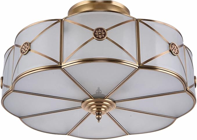 Tiffany Ceiling Lamp Semi Flush Mount Light 4-Light Drum Shade Vintage Chandelier Ceiling Lighting Fixture for Bedroom Hallway Entryway Foyer W18 H12 inch