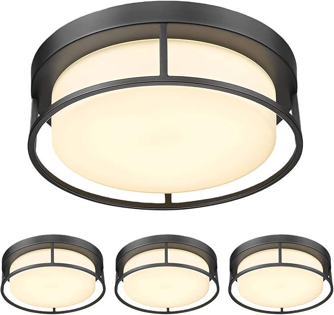CALDION 3Pack 12 inch Flush Mount LED Ceiling Light Fixture, 3000K Dimmable, 24W 950 Lumens, Round Close to Ceiling Lights for Bedroom Kitchen Hallway or Stairwell