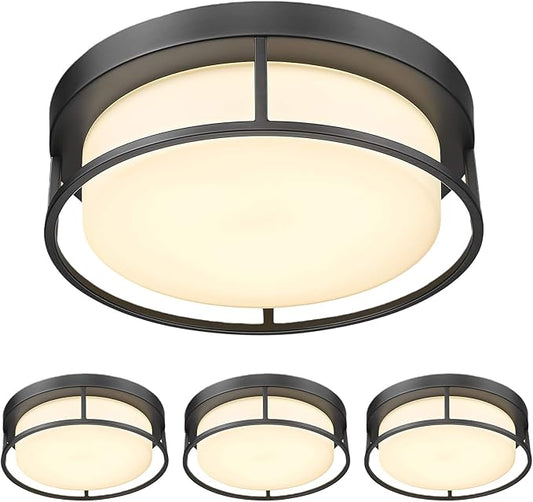 CALDION 3Pack 12 inch Flush Mount LED Ceiling Light Fixture, 3000K Dimmable, 24W 950 Lumens, Round Close to Ceiling Lights for Bedroom Kitchen Hallway or Stairwell
