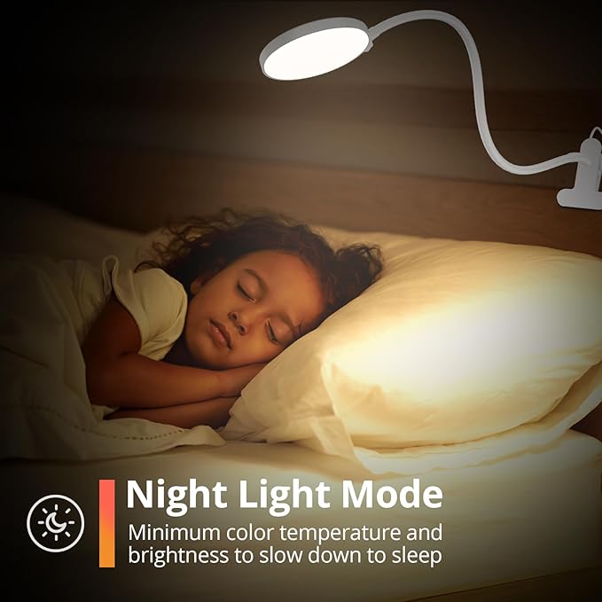 iFalarila Reading Light with Remote, LED Desk Lamp Clip on [1H Timer & Nightlight] RA>95 Dimmable Flexible Gooseneck, Reading Lamp with Clamp for Table - 4.7'' (Adapter Included)