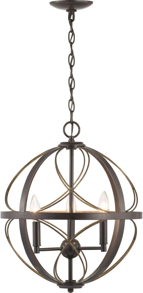 Progress Lighting Brandywine Collection 3-Light Farmhouse Sphere Pendant Light Antique Bronze, 19.75x16.00x16.00