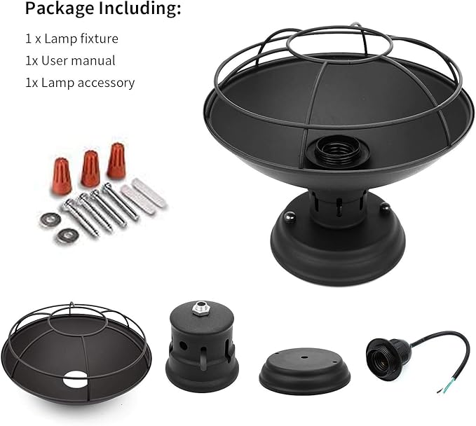 Farmhouse Flush Mount Ceiling Light - Easric Industrial Ceiling Light Fixture Rustic Black Metal Cage Close to Ceiling Lamp E26 Base for Hallway Foyer Kitchen Porch