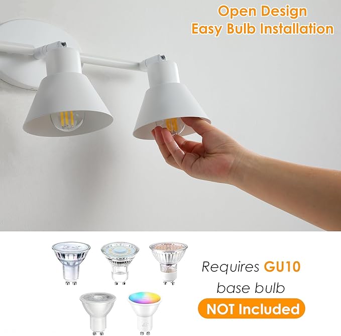 4 Light Plug in Track Lighting Kit,Modern Plug in Ceiling Light Fixture,16.4ft Cord,4 Way Ceiling Spot Lighting,Flexibly Rotatable Light Head (White)