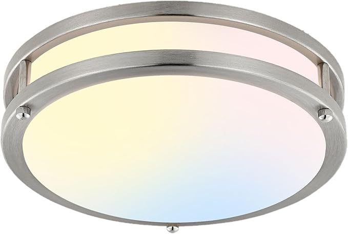 10Inch 30W LED Flush Mount Ceiling Light Fixtures, Ultra Bright 3200LM Dimmable Ceiling Lights, 5CCT 2700K 3000K 4000K 5000K 6500K, Ceiling Lamps for Kitchen Hallway Bedroom Bathroom, Nickel 1 Pack