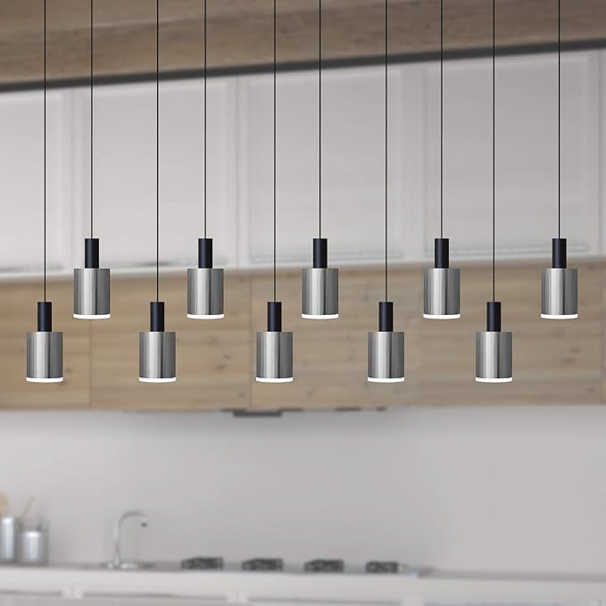 Virgo 10 Mini Pendant Lighting Black-Nickel - LED Hanging Light Fixture for Kitchen Island, Bar, Foyer - Cluster Pendants - Dimmable, Adjustable Wire, Lamp Bulb Included