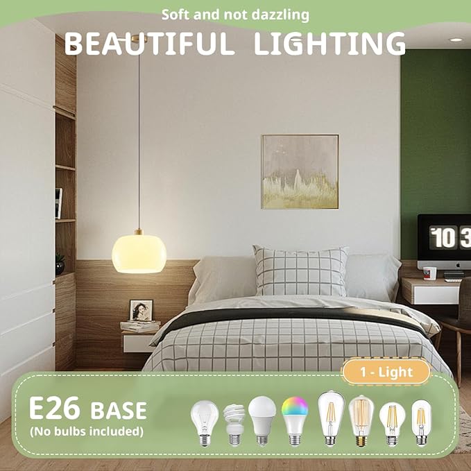 2 Pack Nordic Modern Pendant Lighting, Gold Round Green Glass Hanging Ceiling Light Fixtures for Kitchen Island Dining Room Hallway