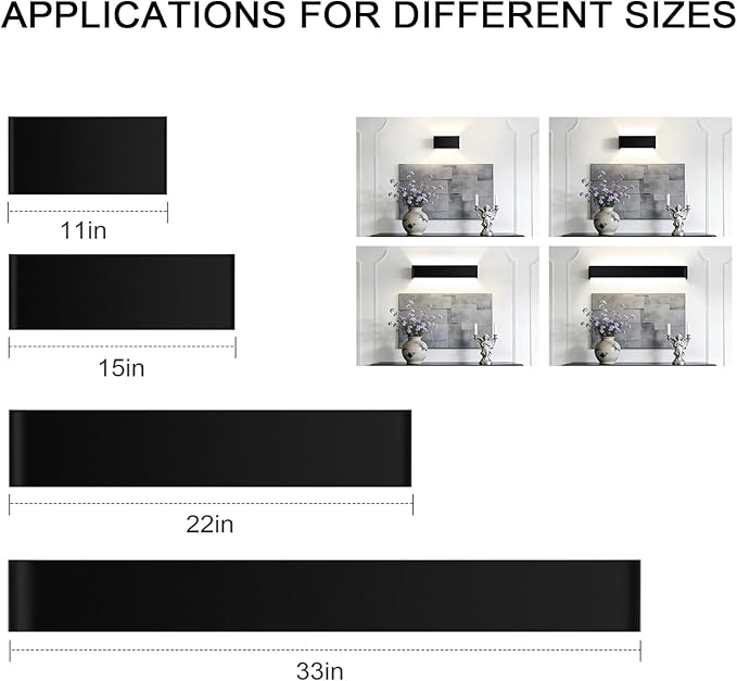 Modern LED Wall Sconce, 32W Dimmable 5CCT (3000K-6500K), Upper and Lower Illuminated Wall Sconce, for Bedroom, Living Room, Hallway, Vanity Lights (33 Inch - Matte Black 1 Piece)