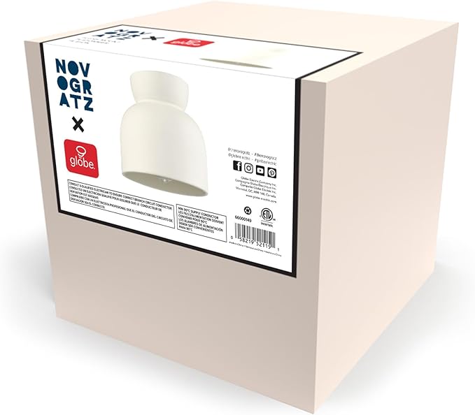 GLOBE Electric 66000149 1-Light Flush Mount Ceiling Light, Cannoli Cream, Ceramic Effect Shade, Kitchen, Home Improvement, Hallway, Front Door, Entry, Dimmable