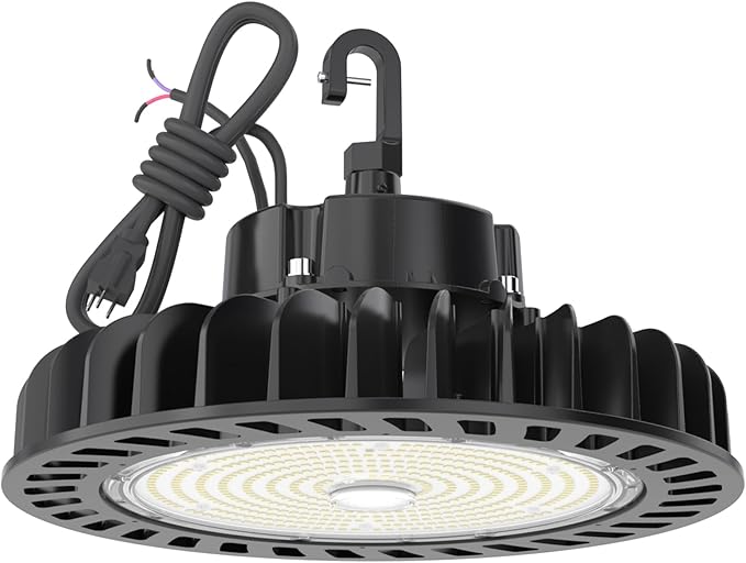 HYPERLITE LED UFO High Bay Lights 250W 36,250lm 1-10V Dimmable 5000K 5' Cable with 110V Plug Hanging Hook Safe Rope UL Listed for Shopping Mall Stadium Exhibition Hall