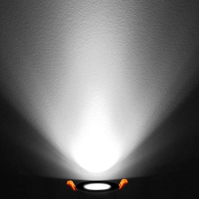 inShareplus 2 Inch LED Downlight, 3W Recessed Lighting 220LM COB Dimmable, 5000K Daylight White, CRI80, Black Trim, Ceiling Lights with LED Driver, 12 Pack