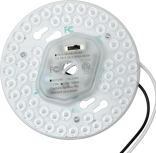 5.12'' LED Ceiling Fan Light Retrofit Kit 18W 2100LM Ceiling Light Replacement PCB Board 5CCT 3000K 3500K 4000K 5000K 6000K Adjustable 120V CRI90 Dimmable(18, watts)