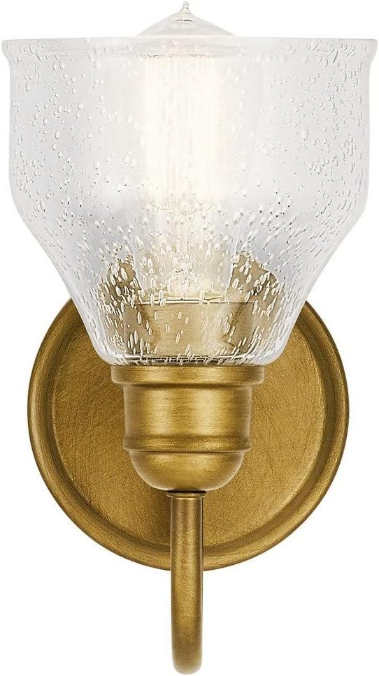 Kichler Avery 5.5" Wall Sconce Industrial 1 Light Wall Fixture with Clear Seeded Glass in Black, for Bathroom, Bedroom or Hallway (8.25" x 5.5" x 9.5") 45971BK