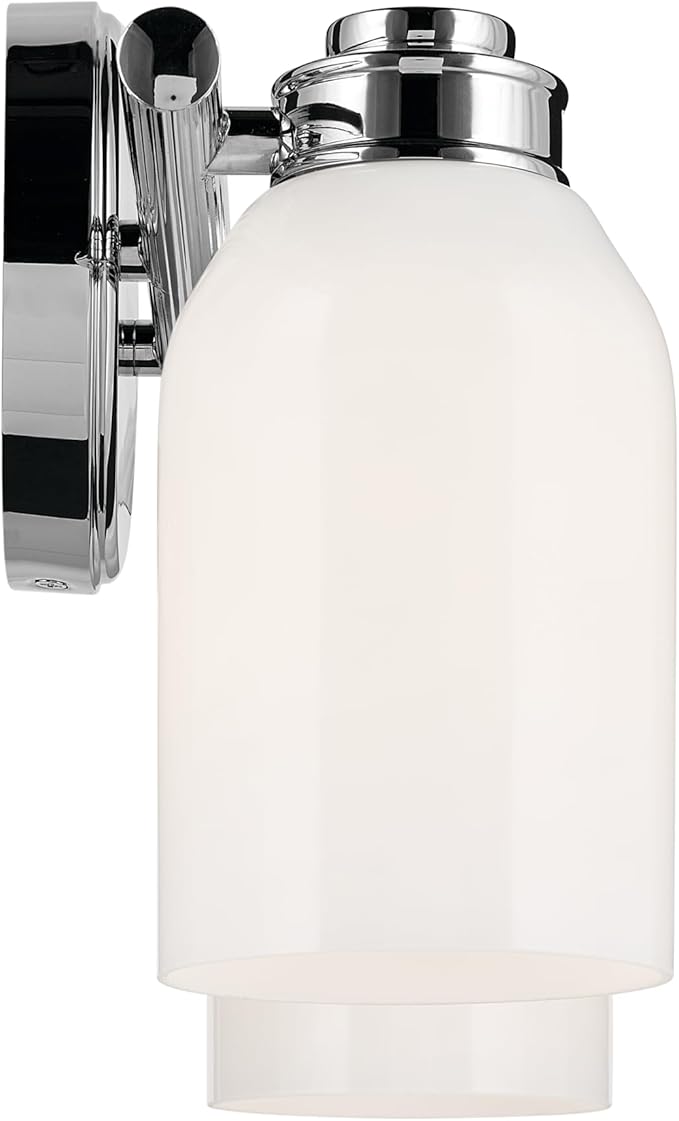Kichler Joelson 34" 4-Light LED Bathroom Vanity Light Fixture with Satin Etched Cased Opal Glass in Brushed Nickel for Bathrooms (34 in W x 9.25 in H x 5.25 in Ext), 45924NIL18