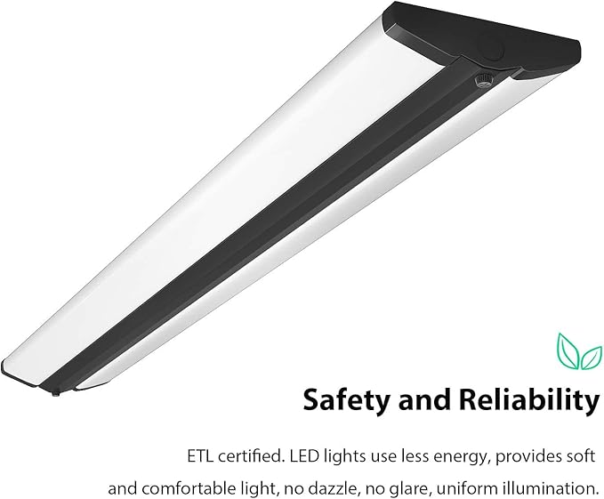 FAITHSAIL 4FT LED Wraparound Light Fixture Ceiling Mount, Ultra Slim 50W LED Garage Light Flush Mount, 4000K Neutral White, 5500 Lumens Office Light, Fluorescent Fixtures Replacement, 4 Pack