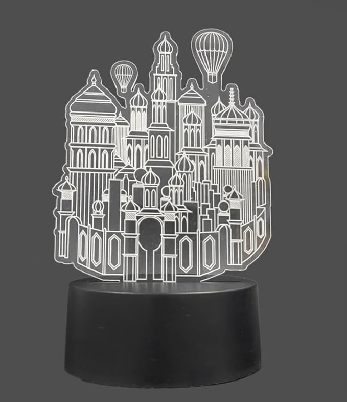 Wicked 3D Castle Illusion LED Lamp, Night Light with Color Changing Effect,Desk Lamp for Bedroom, Nursery, Playroom Décor