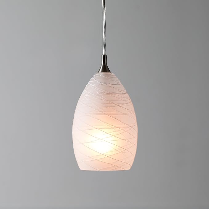 VAXCEL Milano Satin Nickel Mini Pendant Ceiling Light White Glass