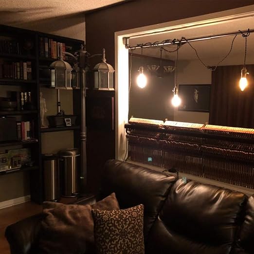 Vintage Plug-in Pendant Light Kit with 1-to-3 Hanging E26/E27 Sockets, Industrial Hanging Light with Individual Rotary Switches, Easy DIY Lighting for Living Room, Patio and Plant Corners, Gold