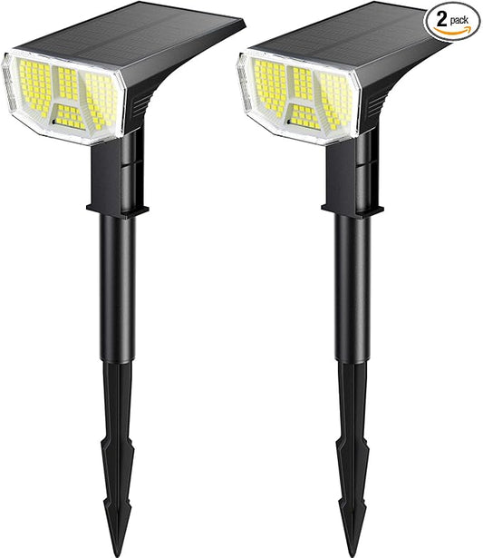 LETMY Solar Spot Lights Outdoor, 104 LED Solar Spotlights, 2-in-1 Solar Powered Outdoor Lights, Auto On/Off, Solar Lights Outdoor for Yard Garden, Patio, Wall, Trees & Flag, 2 Pack, Cool White